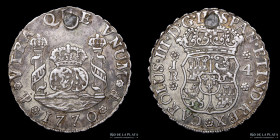 Potosi. Carlos III. 4 Reales 1770 JR. Columnaria. CJ 59.4.2