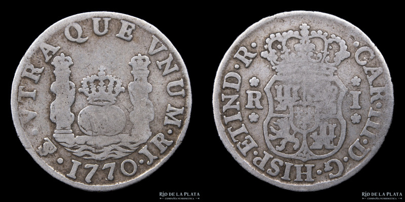 Potosí. Carlos III (1759-1788) 1 Real 1770 JR (José de Vargas y Flor, Raymundo d...