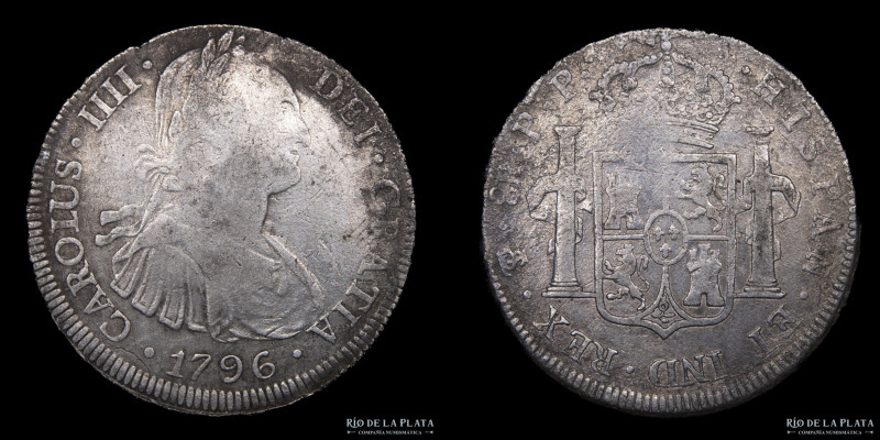 Potosí. Carlos IV (1788-1808) 8 Reales 1796 PP (Pedro Mazondo, Pedro Martín Albi...