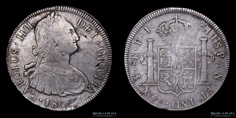 Potosí. Carlos IV (1788-1808) 8 Reales 1803 PJ (Pedro Albizu, Juan Palomo y Sier...