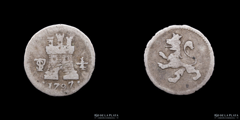 Potosí. Carlos IV (1788-1808) 1/4 Real 1797. Cantidad acuñada: 348.976 unidades....