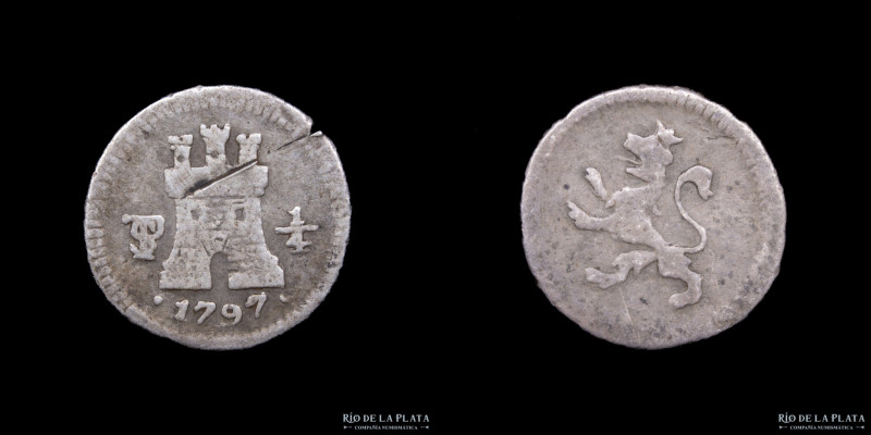 Potosí. Carlos IV (1788-1808) 1/4 Real 1797. Cantidad acuñada: 348.976 unidades....