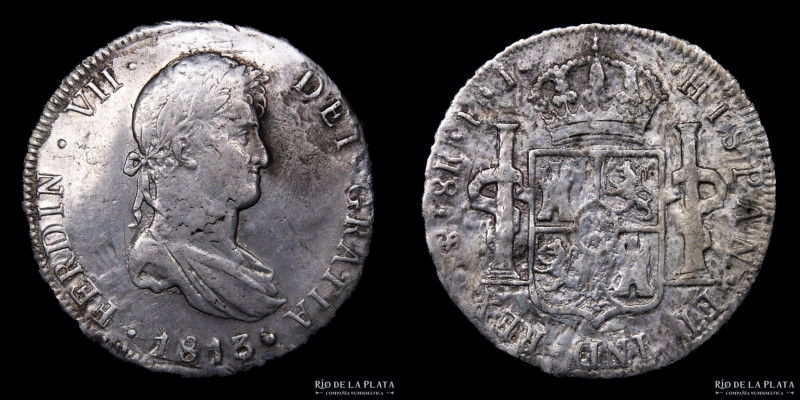 Potosí. Fernando VII (1808-1833) 8 Reales 1813 PJ (Pedro Martín Albizu, Juan Pal...