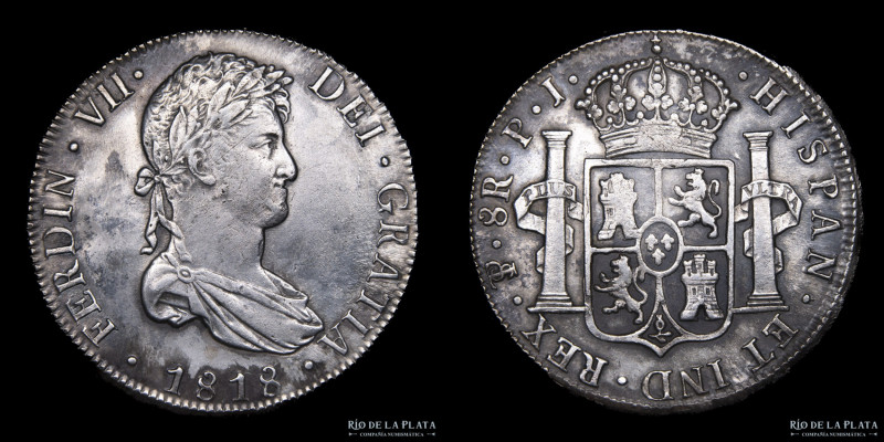 Potosí. Fernando VII (1808-1825) 8 Reales 1818 PJ (Pedro Martín Albizu, Juan Pal...