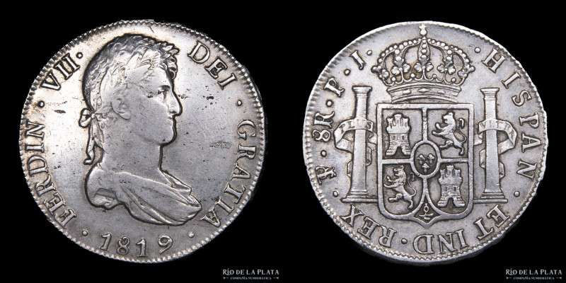 Potosí. Fernando VII (1808-1833) 8 Reales 1819 PJ (Pedro Martín Albizu, Juan Pal...