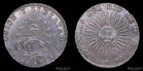 Provincias Unidas. 8 Reales 1813 J. Reverso moneda. Falsa. CJ F4