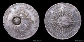 Provincias Unidas. 8 Reales 1813 J. Contramarca Serena falsa sobre CJ 4.1.22