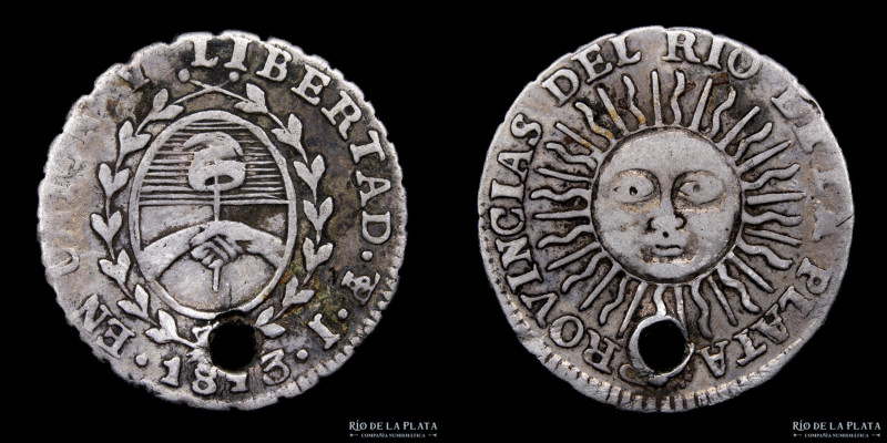 Argentina. Provincias Unidas del Río de la Plata. 1/2 Real 1813 J. Ensayador Jos...