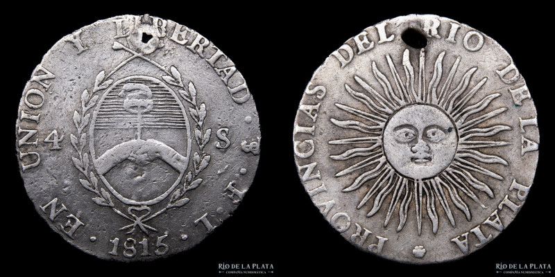 Provincias Unidas del Río de la Plata. 4 Soles 1815 FL. Ensayadores Francisco de...