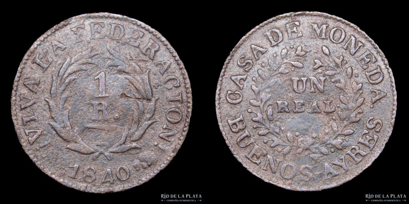 Argentina. Buenos Aires. 1 Real 1840. Casa de Moneda de Buenos Aires. Cobre; 26....