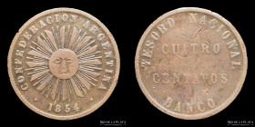 Argentina. Confederacion. 4 Centavos 1854. CJ 1.1.3