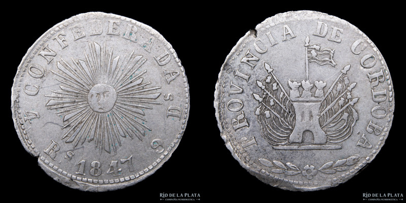 Argentina. Córdoba. 4 Reales 1847. Plata 750; 31mm; 13.80g. CJ 54.1.3 (A2-R3) (V...