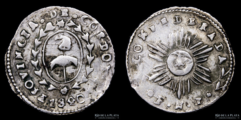 Argentina. Córdoba. 1 Real 1840 PNP (Pedro Nolasco Pizarro). Escudo nacional sim...