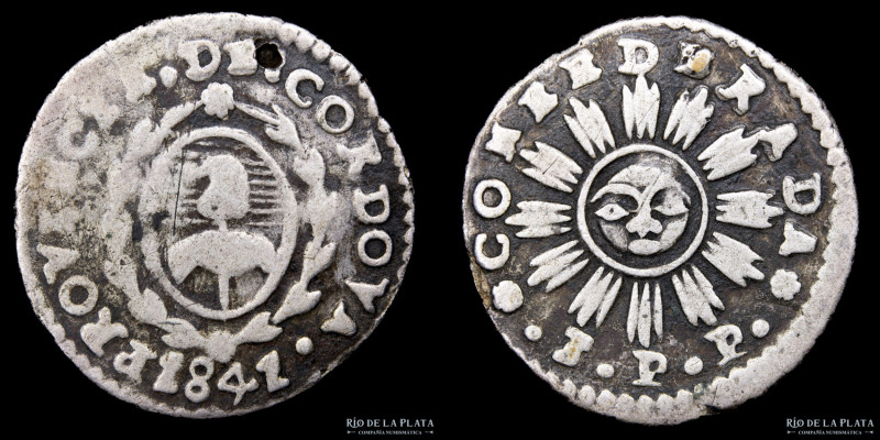 Argentina. Córdoba. 1 Real 1841 JPP (José Policarpo Patiño). Escudo nacional con...