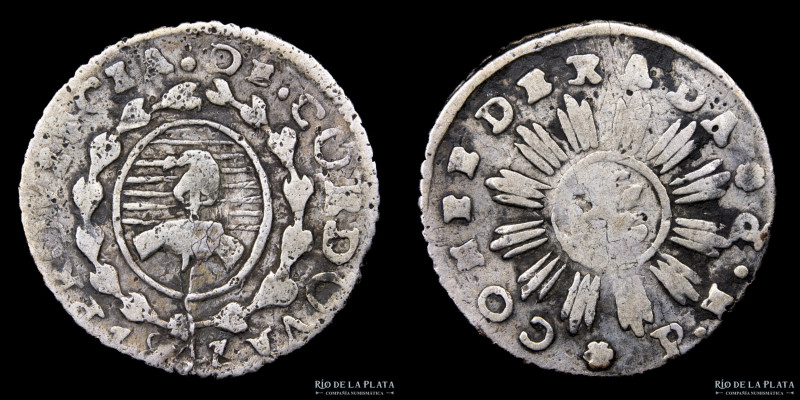 Argentina. Córdoba. 1 Real 1841 PNP (Pedro Nolasco Pizarro). Escudo nacional sim...