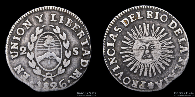 Argentina. La Rioja. 2 Soles 1826 RA. Plata 875; 26mm; 6.37g. CJ 44.1.8 (A4-R7) ...