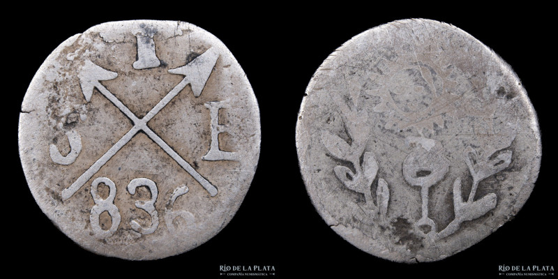 Argentina. Santiago del Estero. 1 Real 1836. Plata; 18mm; 2.61g. Posiblemente fa...