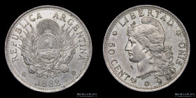 Argentina. 50 Centavos 1882. Medio Patacon. CJ 16.1
