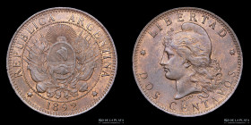 Argentina. 2 Centavos 1892. CJ 33