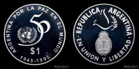 Argentina. 1 Peso 1995. 50º Aniversario de la ONU. CJ 6.2.5