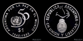Argentina. 1 Peso 1995. 50º Aniversario de la ONU. CJ 6.2.5