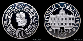 Argentina. 1 Peso 2005. 70º Aniv BCRA. CJ 6.9