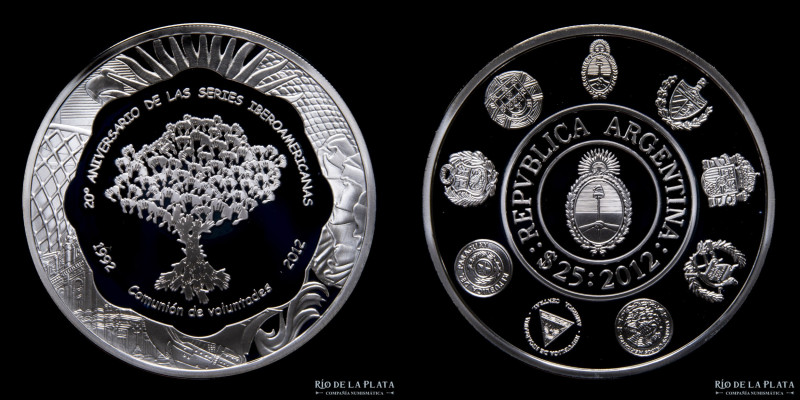 Argentina. 25 Pesos 2012. IX Serie Iberoamericana. 20º Aniversario de la serie I...