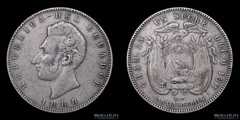 Ecuador. 1 Sucre 1897. Santiago mint. Plata 900; 37.0mm; 24.45g. KM53.2 (VF)

...