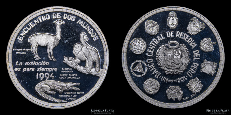 Peru. 1 Nuevo Sol 1994. Serie Iberoamericana. II Encuentro de Dos Mundos. Protec...