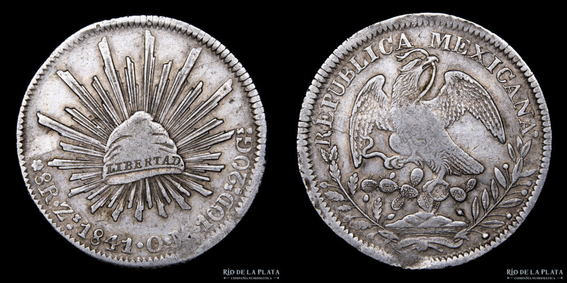 México. 8 Reales 1841. Ceca de Zacatecas. OM. Plata 903; 38.5mm; 26.72g. KM377.1...