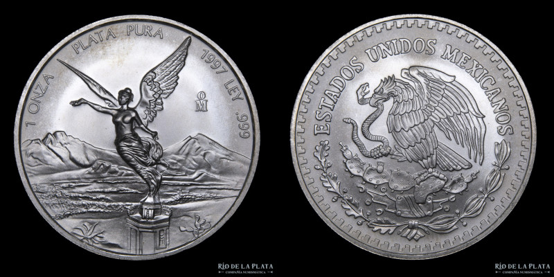 México. 1 Onza 1997. Bullion. Libertad. Plata 999; 40mm; 31.1g. KM613 (Proof)
...