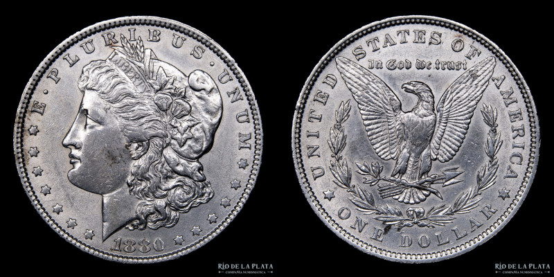 USA. 1 Dollar "Morgan" 1880 (Philadelphia). Plata 900; 37.0mm; 26.68g. KM110 Mar...