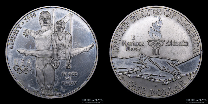 USA. 1 Dollar 1995. Centennial Olympic Games. Atlanta. Plata 900: 38.1mm; 26.73g...