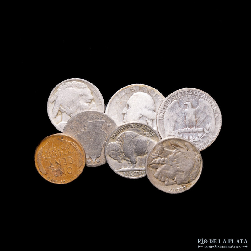 USA. Lote x7. Quarters, Dimes & Cent. 1883-1933. Lindas piezas para llenar la co...