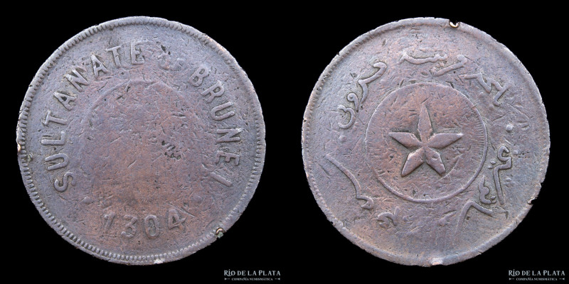 Brunei. Hashim Jalilul Alam (1885-1906) 1 Cent 1887 (1304AH). Cobre; 28.8mm; 9.1...