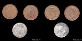 Colonias del Estrecho. Lote x3. Victoria-Jorge V. 1 y 50 Centavos. 1888-1920