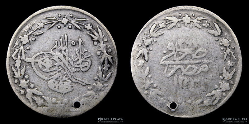 Eyalato de Egipto. Mahmud II (1808-1839) 1 Qirsh año 29 (1835). Plata; 19.5mm; 1...