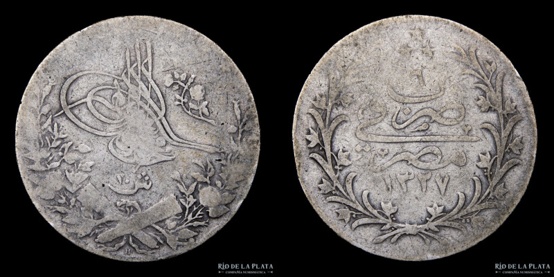 Egipto (Otomanos) Mehmed V Reşâd (1909-1914) 10 Qirsh 1910. Heaton mint. Plata 8...