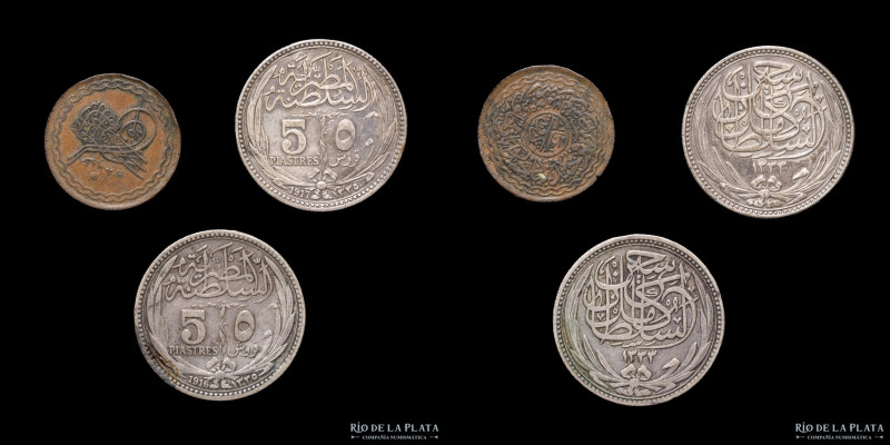 Egipto. Lote x3. 50 Piastras 1916-17 y cobre. Incluye plata. Lindos estados. (VF...