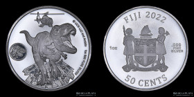 Fiji. 50 Cents 2022. Jurassic World Dominion. KM1050