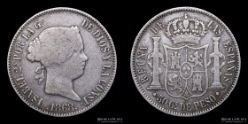 Filipinas. Isabel II. 50 Centimos de Peso 1868. KM147