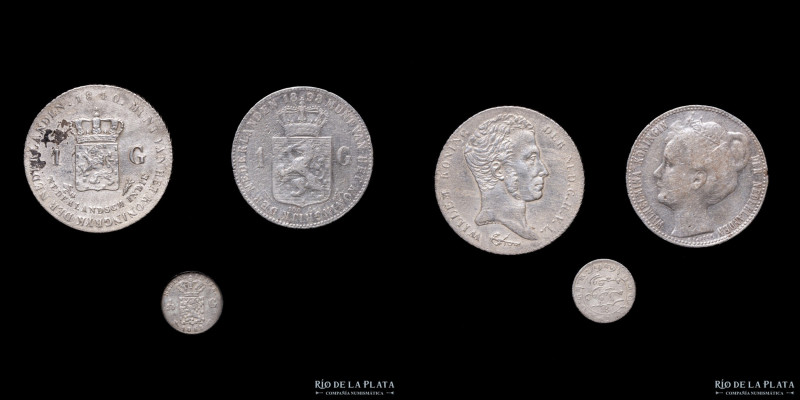 Indias Orientales Holandesas. Lote x3. 1 y 1/20 Gulden 1840-1898. Plata; 19.68g ...