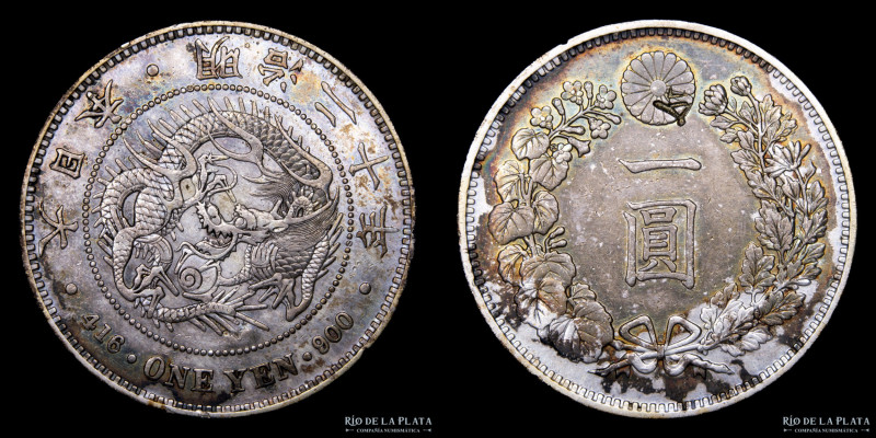 Japón. Meiji (1867-1912) 1 Yen 1894 (27). Plata 900; 38.1mm; 26.85g. KM Y28a.2 (...