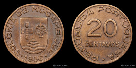 Mozambique. 20 Centavos 1936. KM64