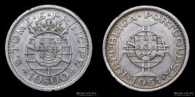 Santo Tome y Principe. 10 Escudos 1951. KM14