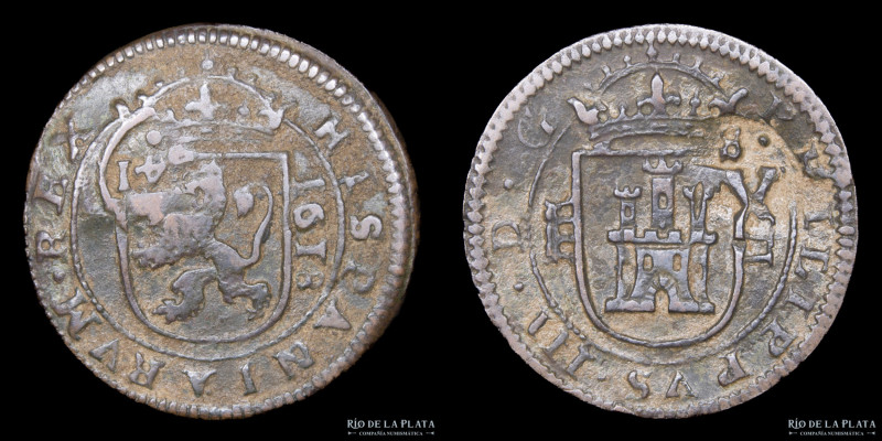 España. Felipe III (1598-1621) 4 Maravedis 1618. Ceca de Segovia. Contramarca re...