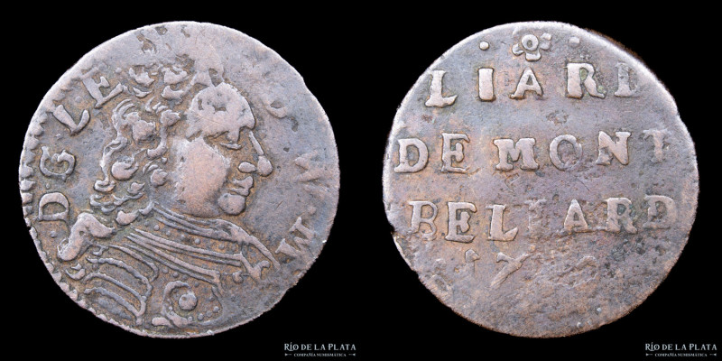 Francia. Condado de Montbéliard. Leopoldo Eberardo (1699-1723) Liard 1712. Cobre...