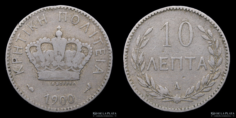 Creta. Georgios (1901-1913) 10 Lepta 1900. Cuproníquel; 19mm; 2.90g. KM4.1 (VF)...