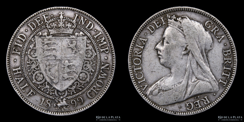 Gran Bretaña. Victoria (1837-1901) 1/2 Crown 1899. Plata 925; 32.0mm; 13.93g. KM...