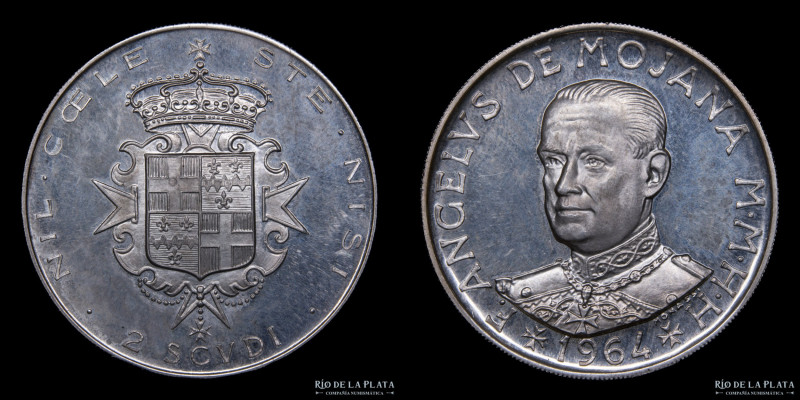 Orden de Malta. Angelo de Mojana di Cologna (1962-1988) 2 Scudi 1964. Fantasía. ...